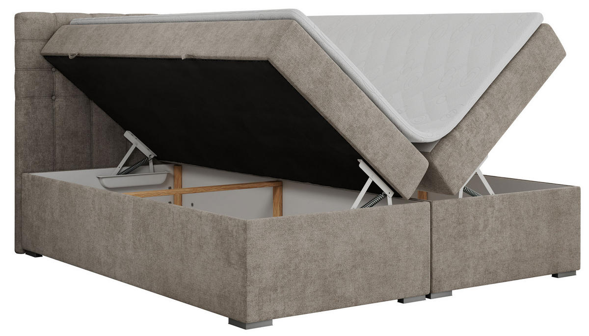 BOXBETT SUSAN 140/200 Beige Struktur - H3 - Beige, Holz/Textil (140/200cm) - MKS