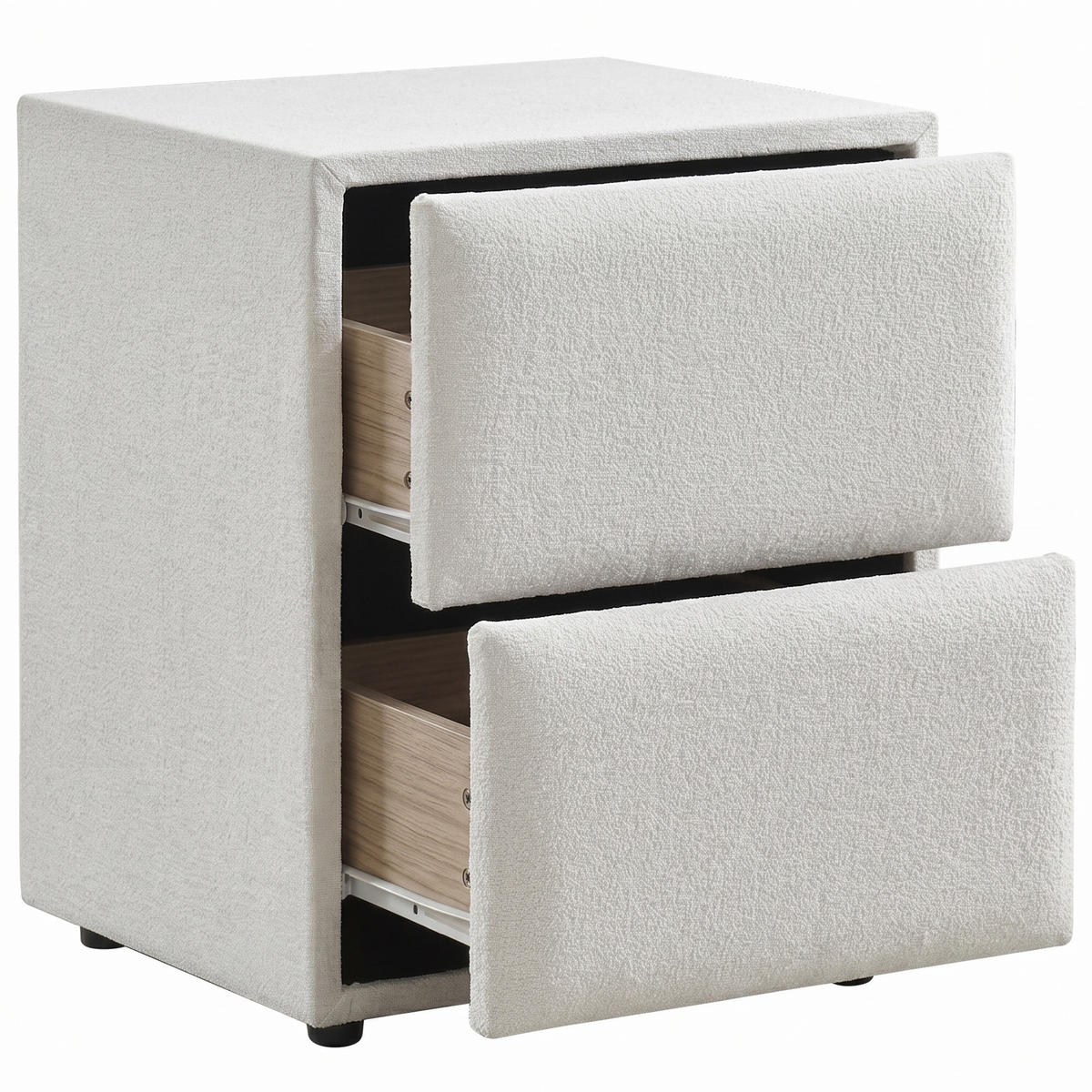 NACHTTISCH LUCCA 45/45/60 cm, Ivory, zwei Schubladen - Creme/Schwarz, Holz/Kunststoff (45/60/45cm) - Consilio Concept