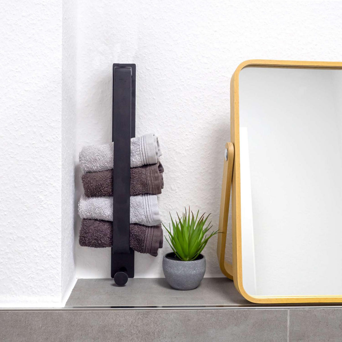 HANDTUCHHALTER ohne Bohren - Schwarz, Metall (4.5/6.5/41.5cm) - Intirilife