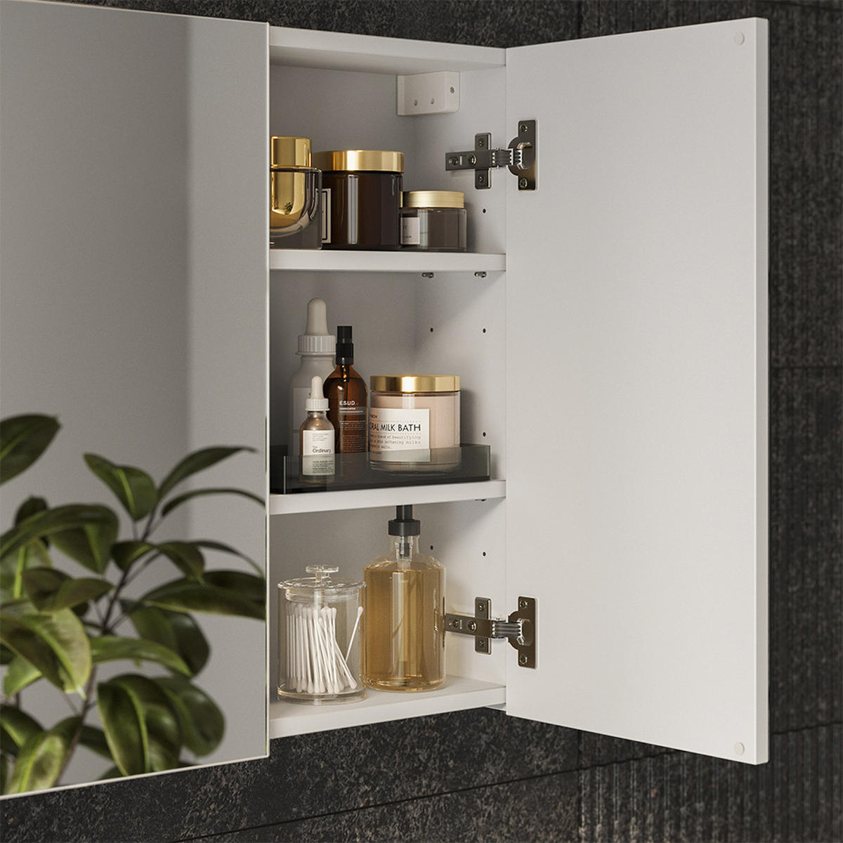 KOPALNIŠKA OMARICA Z OGLEDALOM Lavia, Bela, 100 x 60.2 cm - bela, leseni material (100/170/17cm) - Vicco