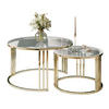 COUCHTISCH 2 in 1 LORI GLASS verchromt gold - Transparent/Goldfarben, Glas (70/70/48cm) - Lookway