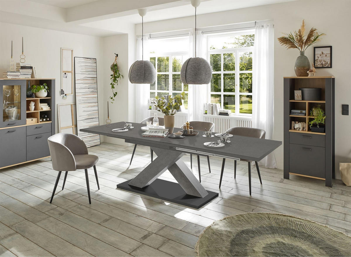 ESSTISCH ausziehbar Elene 180x90x76 Graphit - Grau, Holzwerkstoff (180/90/76cm) - 58aufmkessel