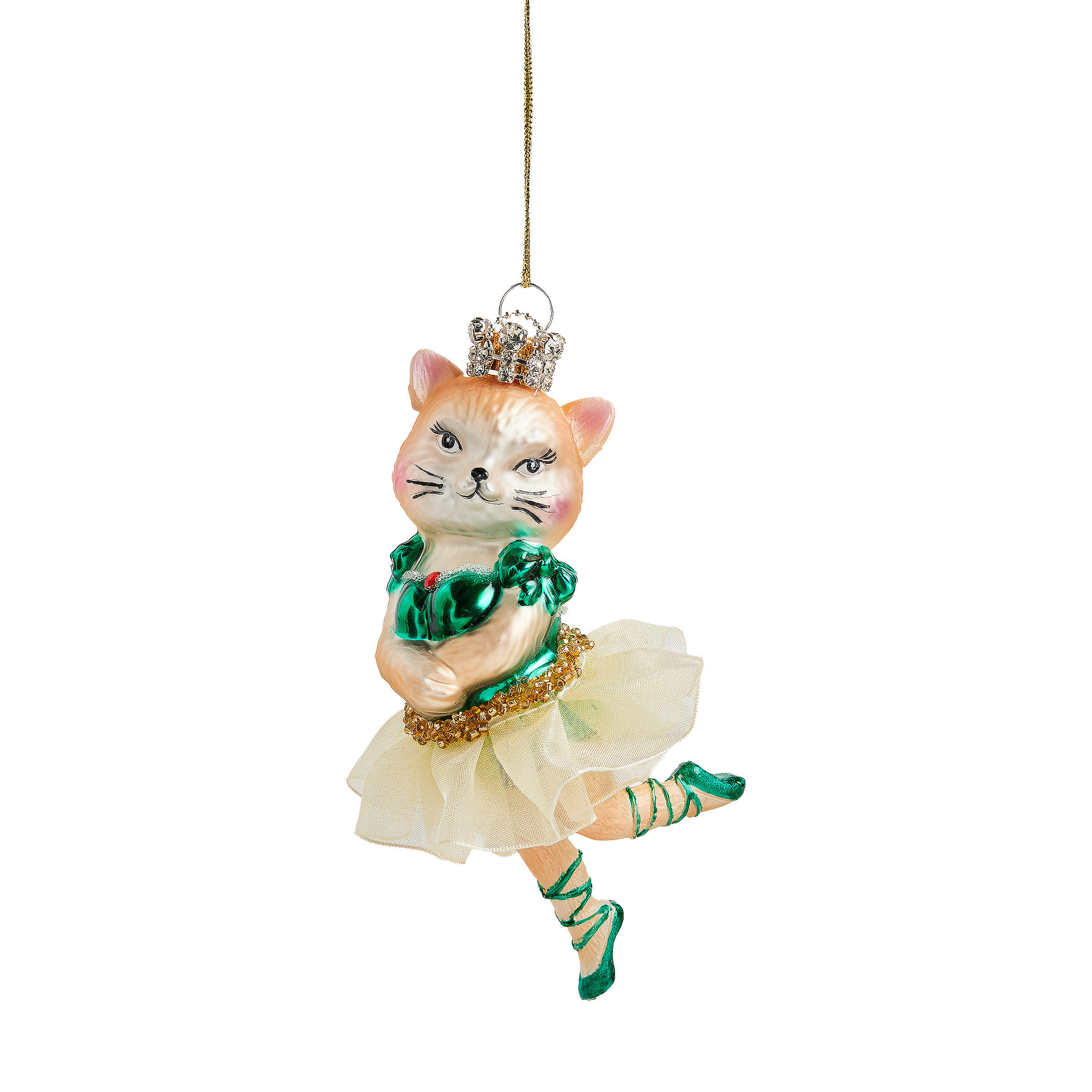 WEIHNACHTSKUGEL Glas MARTINKOS, Katze 7x14 cm, Gold, Christbaumkugeln, Weihnachtsdeko Xmas, Christmas Deko - Goldfarben, Glas (7/6/14cm) - home&you