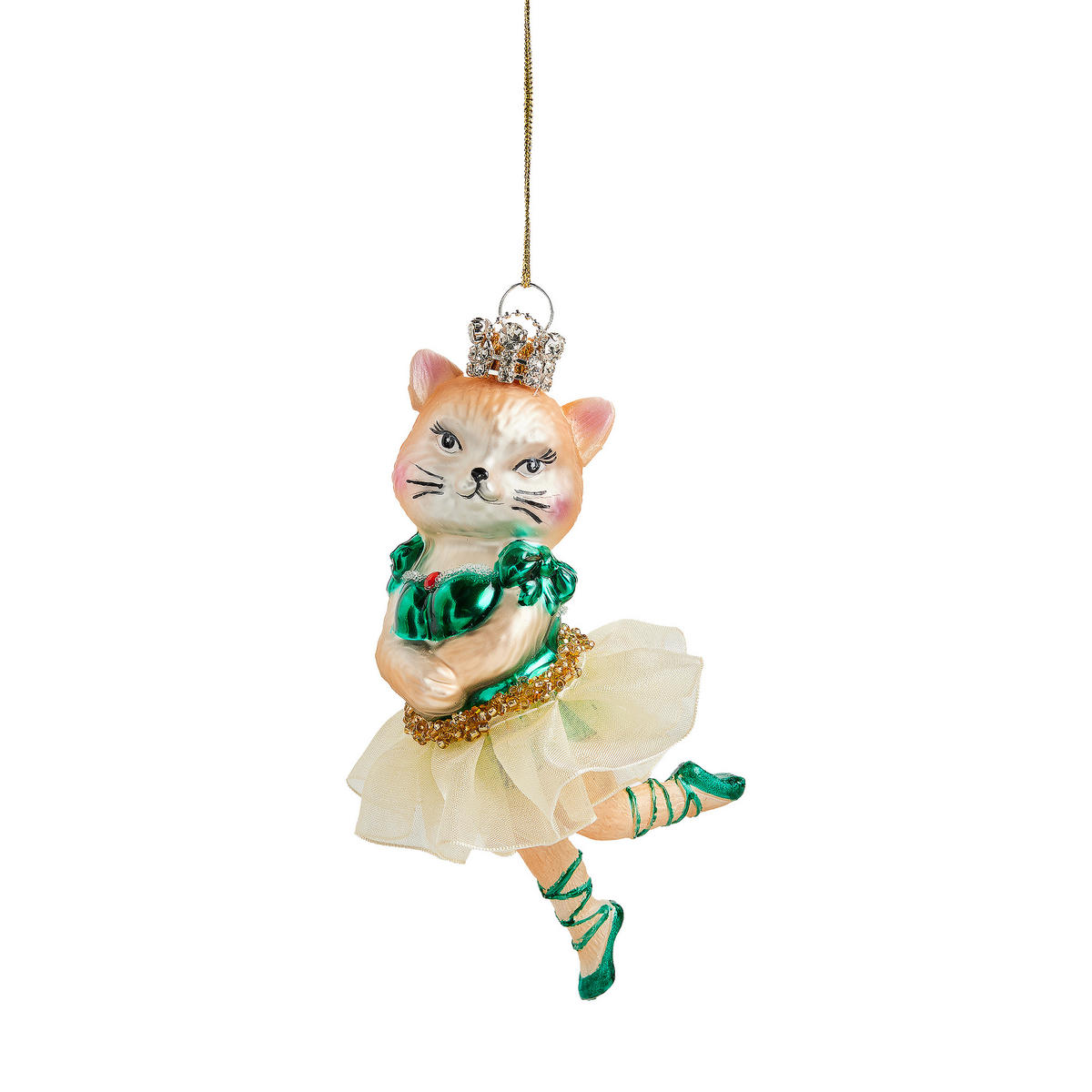 WEIHNACHTSKUGEL Glas MARTINKOS, Katze 7x14 cm, Gold, Christbaumkugeln, Weihnachtsdeko Xmas, Christmas Deko - Goldfarben, Glas (7/6/14cm) - home&you