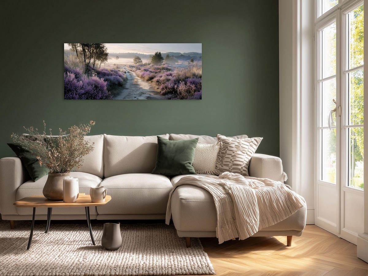 GLASBILD 125x50 cm Natur lila ruhig - Beige, Glas (125/50cm) - artissimo