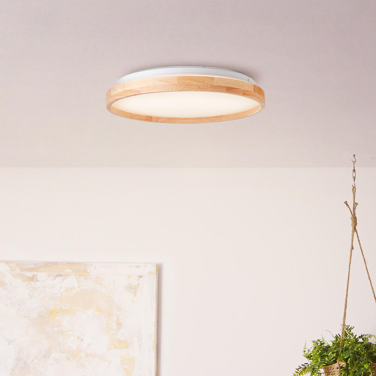 DECKENLEUCHTE Alson G99794/75 - Beige, Holz (39.5/39.5/6.5cm) - Brilliant