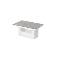 COUCHTISCH rechteckig Beton - Weiß Hochglanz 120/75/54 cm - Weiß Hochglanz/Hellgrau, Holzwerkstoff (75/120/54cm) - designimpex