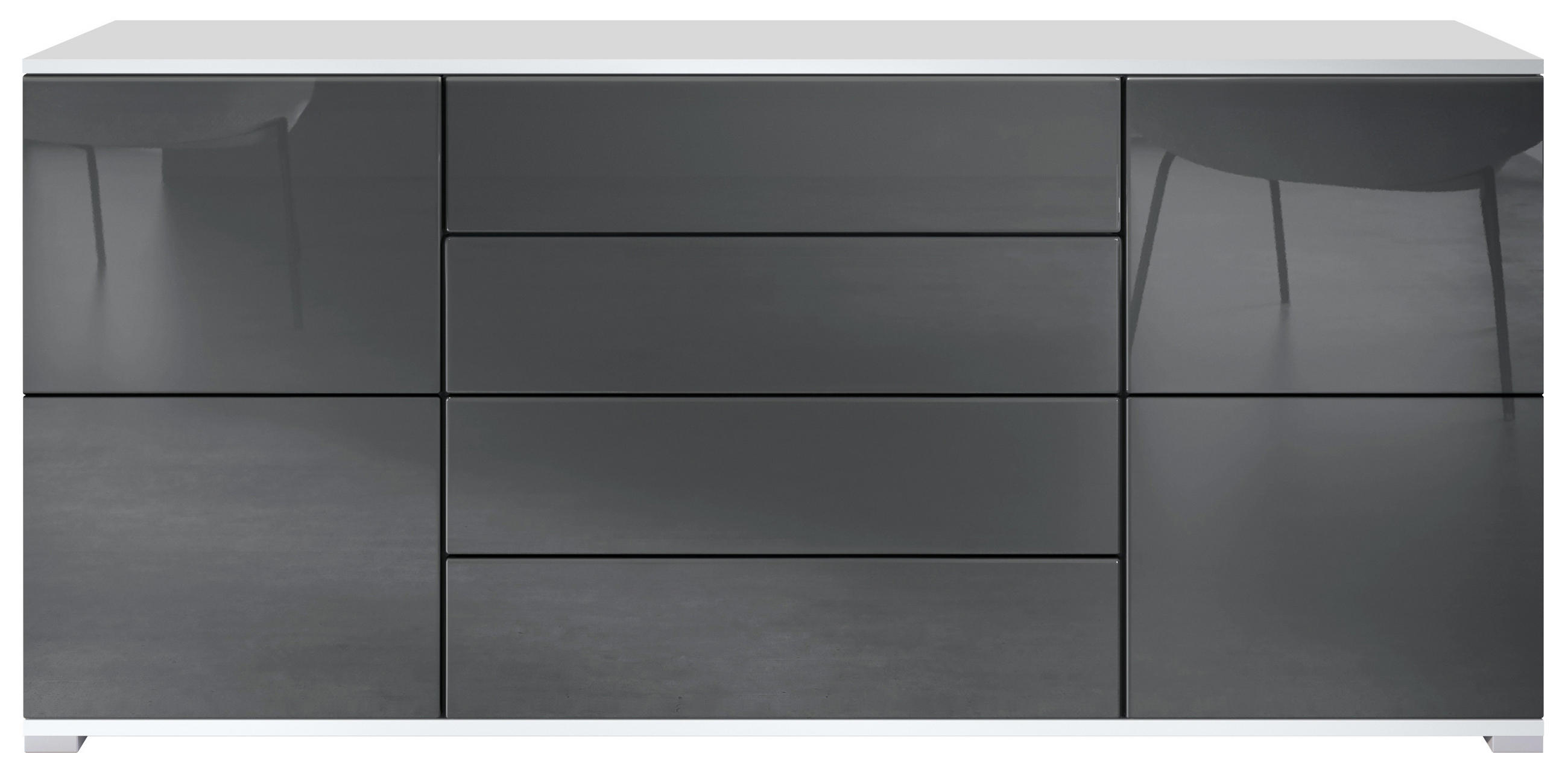 SIDEBOARD Rova Grau Hochglanz - Grau, Holzwerkstoff (166.5/75.5/35cm) - Vladon
