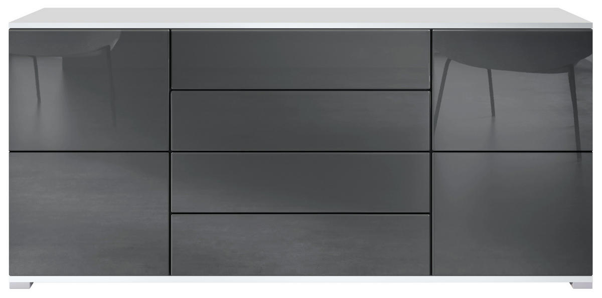 SIDEBOARD Rova Grau Hochglanz - Grau, Holzwerkstoff (166.5/75.5/35cm) - Vladon