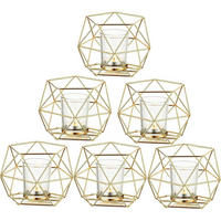 TEELICHTHALTER 6er Set Metall Gold Geometrisch - Goldfarben, Metall (40cm)