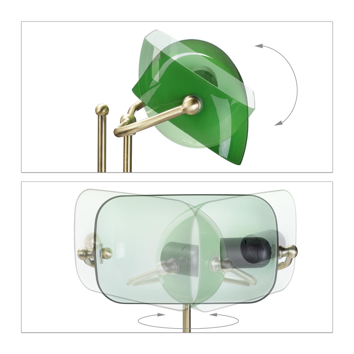 BANKERLAMPE - Multicolor, Glas/Metall (18/27/46cm) - Relaxdays