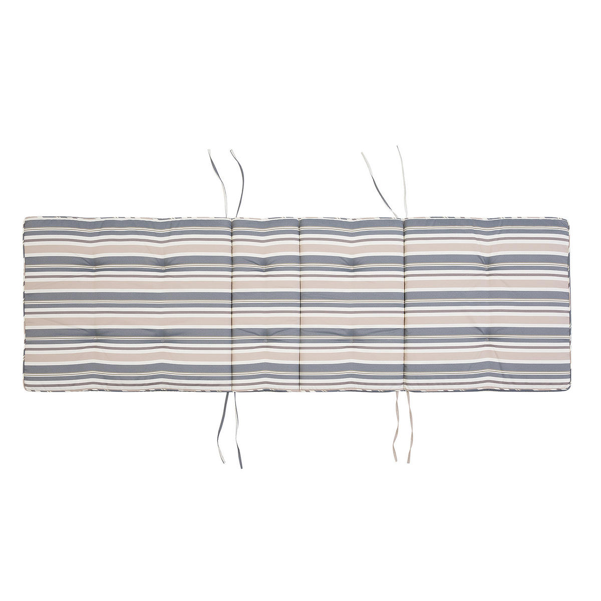 GARTENLIEGE Dunkelbraun Auflage dunkelblau-beige gestreift Amantea - Blau/Dunkelbraun, Holz (64/35/196cm) - Beliani