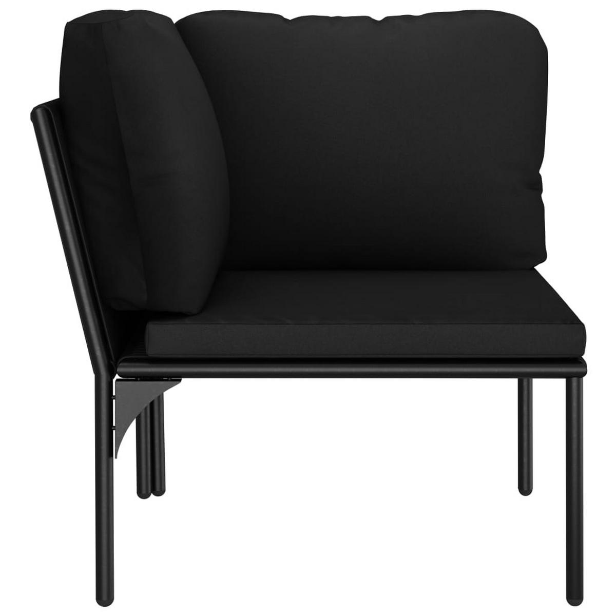 LOUNGEGARNITUR mit Kissen und 60 cm Glastisch, asu PVC und Stahl, in Schwarz und Anthrazit, 6-teiliges Set - Schwarz, Kunststoff - vidaXL