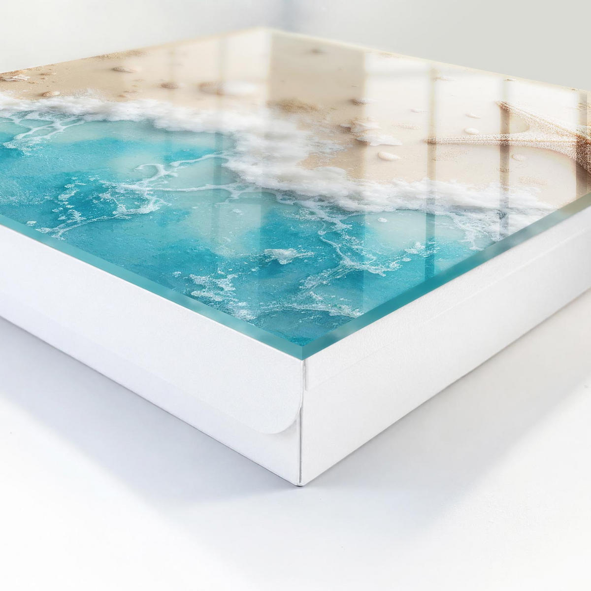 SCHLÜSSELBOX Weiß 30x30 cm – Türöffnung nach rechts - Sommerstrand - Beige, Metall (30/30/5cm) - TULUP
