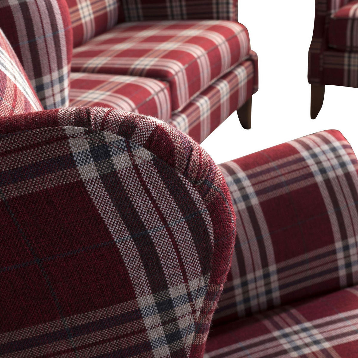 SOFA 2,5-Sitzer Katria Bezug Flachgewebe Buche nussbaum / rot - Rot, Kunststoff (193/108/86cm) - 58aufmkessel
