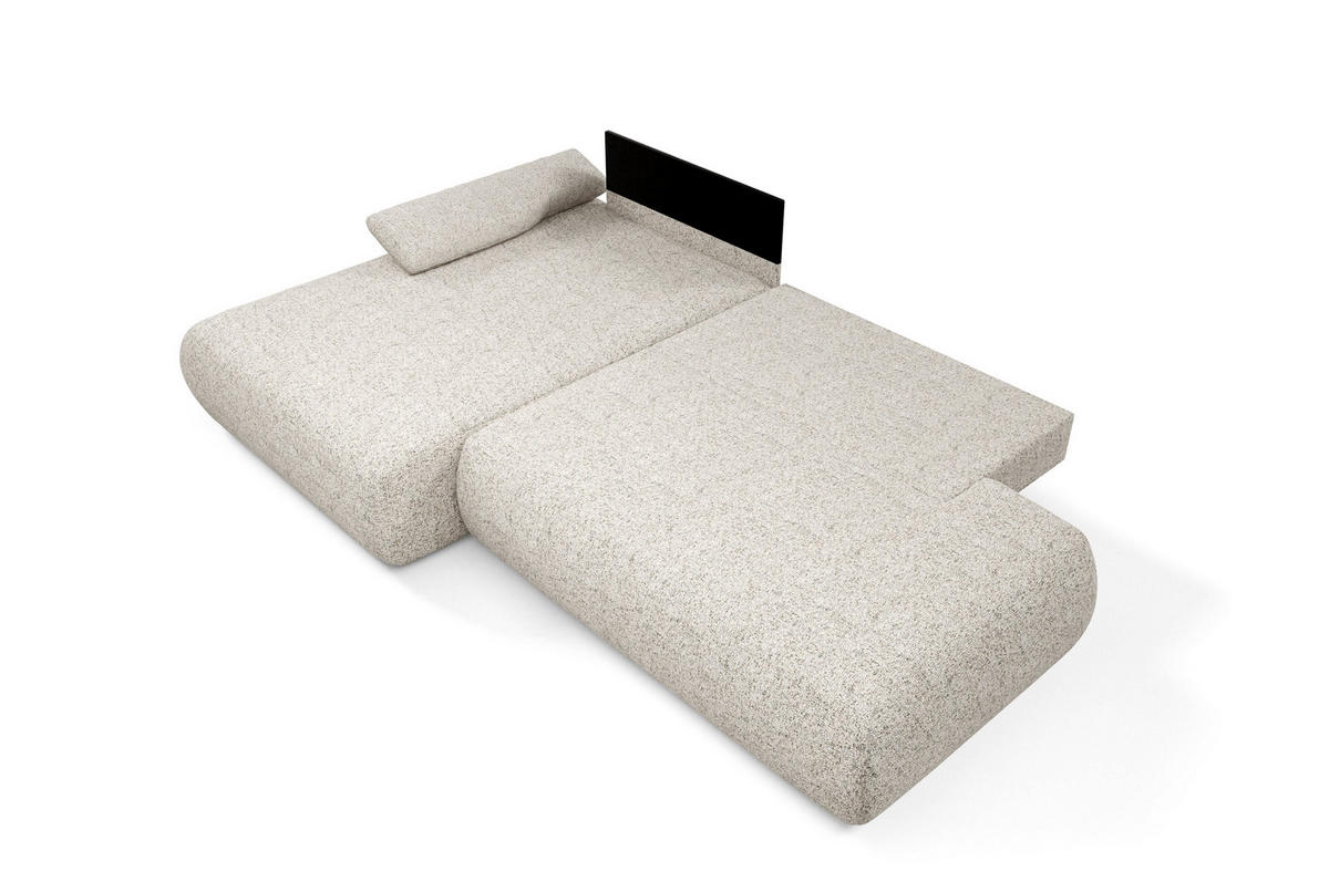 ECKSOFA DELTA L-S Beige Geflochtener Stoff mit Schlaffunktion - Beige, Holz (286/173.5cm) - MASSENO