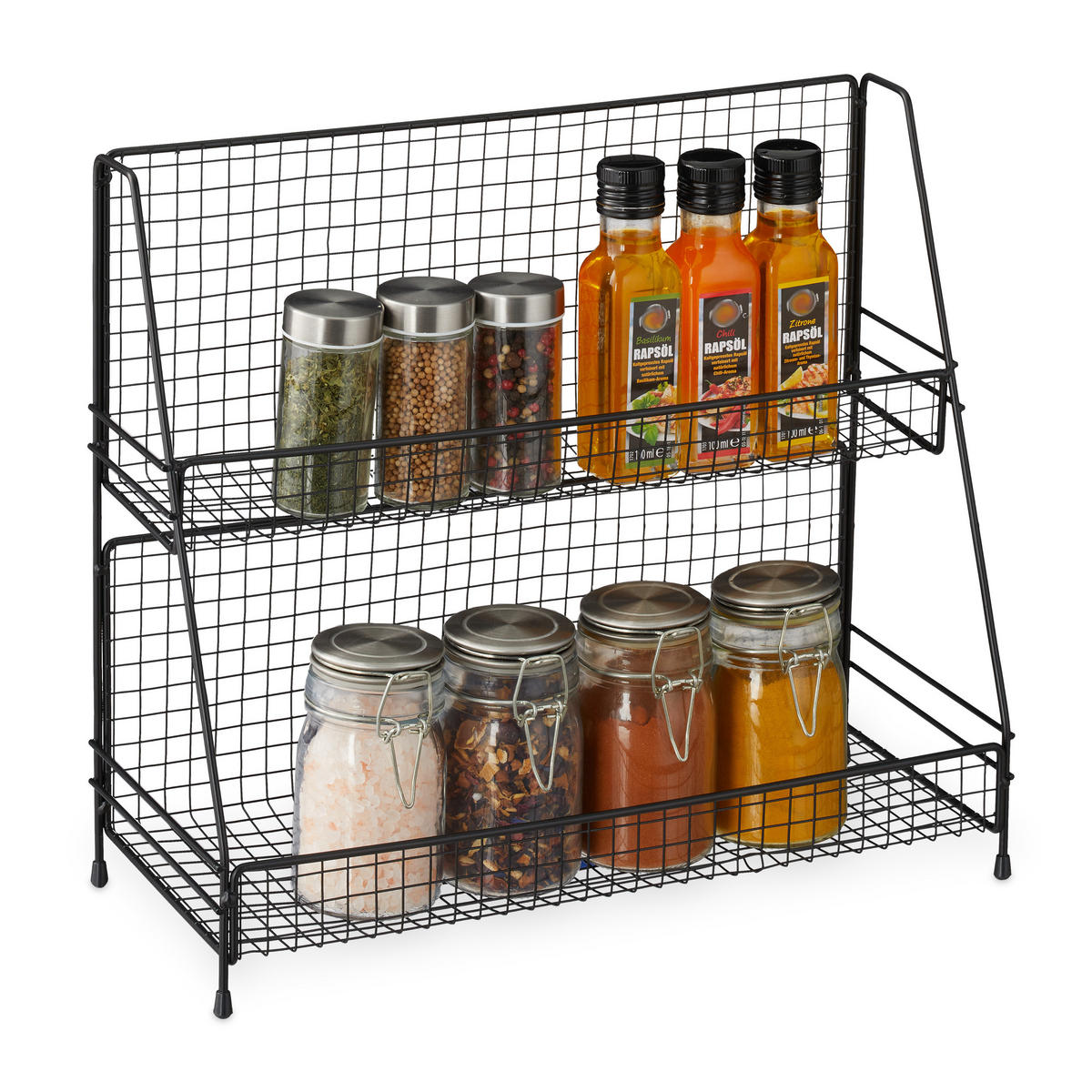 GEWÜRZREGAL - Schwarz, Metall (40/35/16cm) - Relaxdays