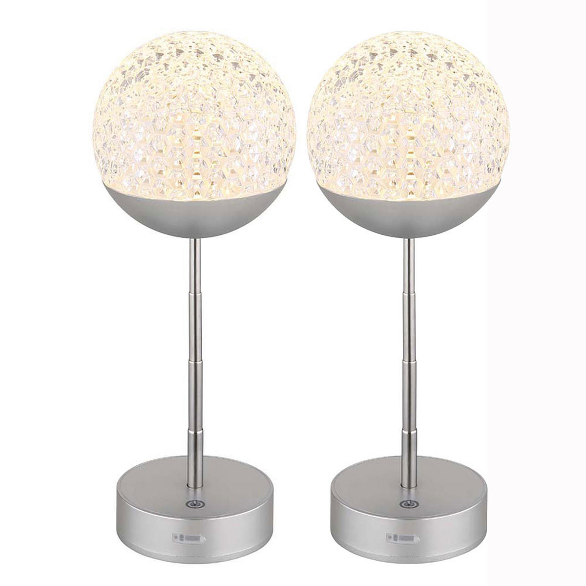 LED TISCHLEUCHTE Edelstahl Silber - Silberfarben, Metall (12/12/31.5cm) - Globo Lighting