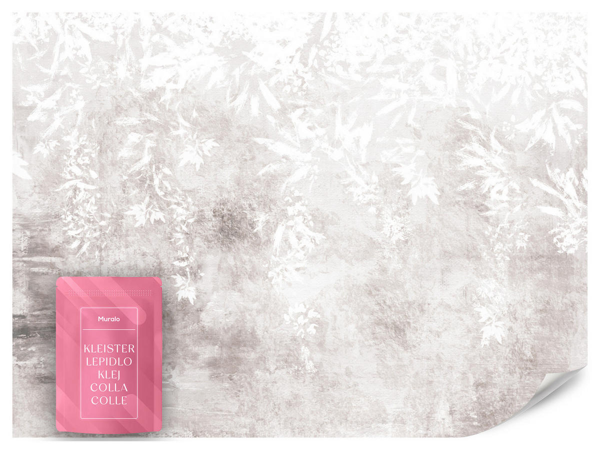 FOTOTAPETE Pflanzen Beton Abstraktion 200x140 - Beige/Braun, Papier (200/140cm) - Muralo