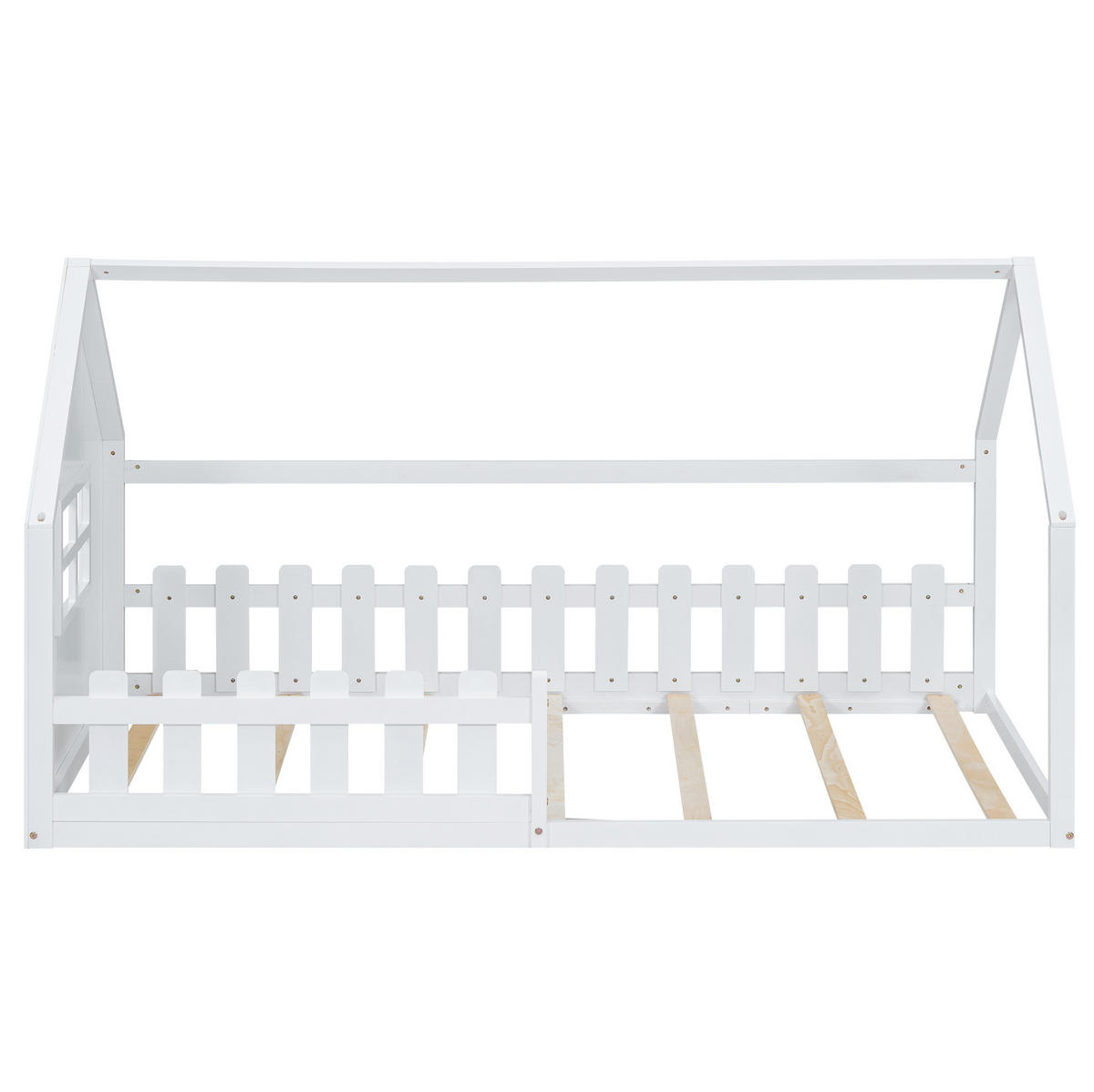 HAUSBETT 90/200 cm Weiß aus Kiefer und MDF – kindgerechtes Design - Weiß, Holz (90/200cm) - Flora Grace
