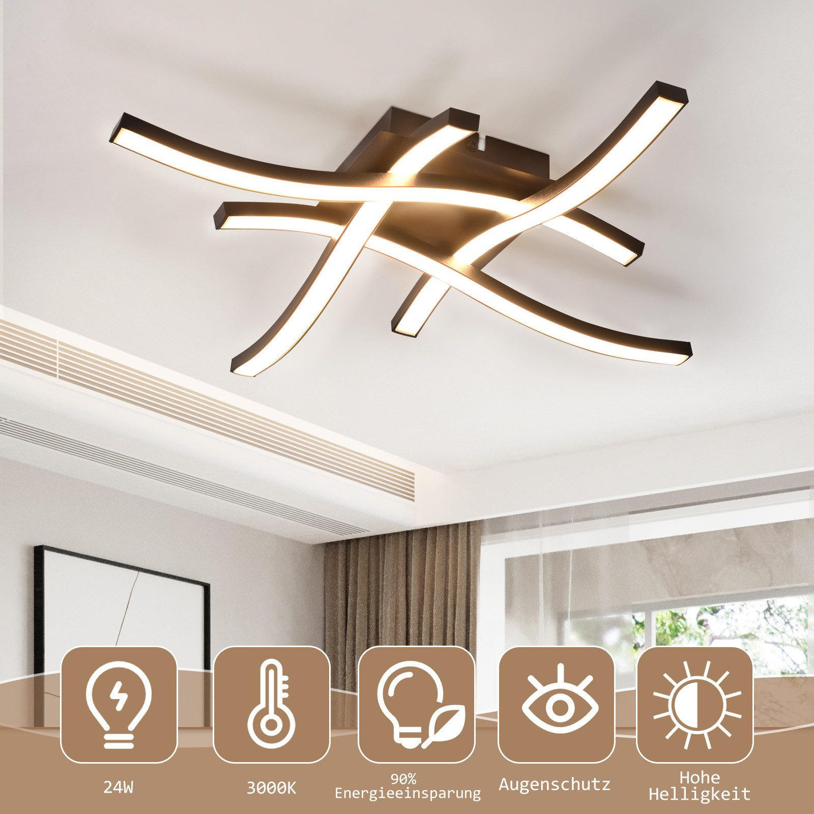 LED-DECKENLEUCHTE Fulbright 42.5/42.5/7 cm - Schwarz, Metall (42.5/42.5/7cm) - Nettlife