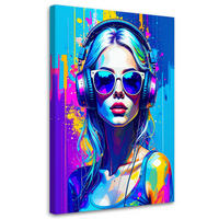 LEINWANDBILD Abstrakt bunte Frau mit Brille 60x90cm - Multicolor, Textil (60/90cm) - Feeby