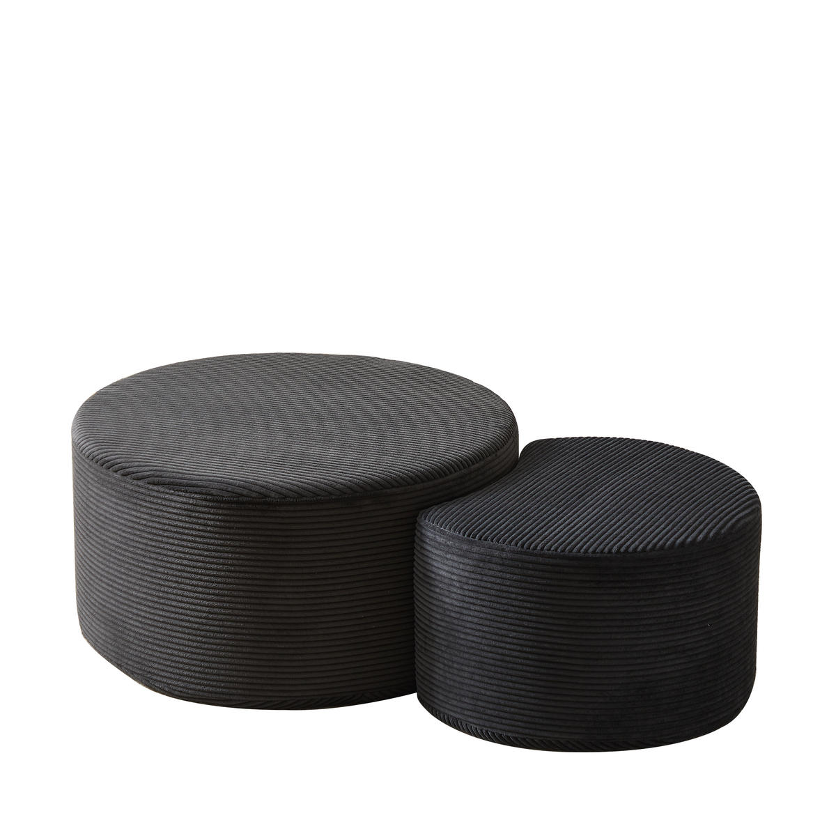 COUCHTISCH SET 2-tlg. Rund Gepolstert - Schwarz, Textil (127/81/40cm)