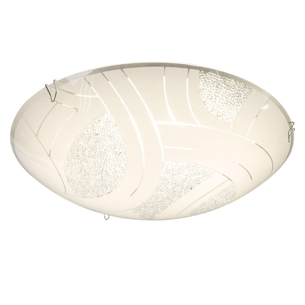 LED DECKENLEUCHTE Metall Weiß Kristalloptik - Weiß, Glas (25/25/8cm) - Globo Lighting