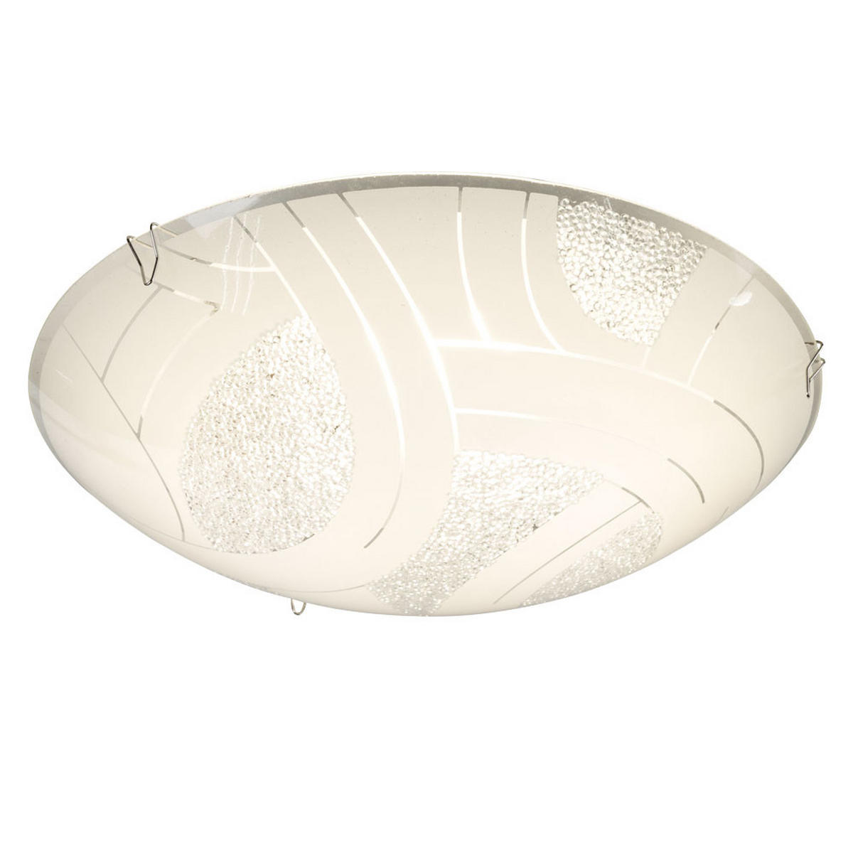 LED DECKENLEUCHTE Metall Weiß Kristalloptik - Weiß, Glas (25/25/8cm) - Globo Lighting