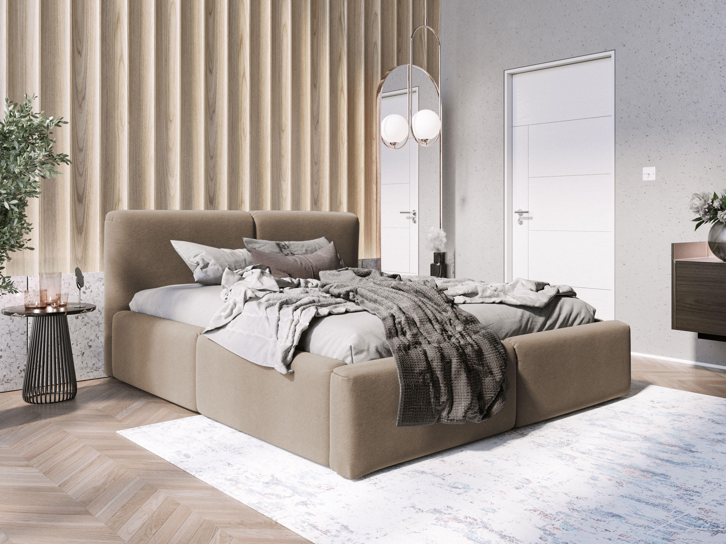 POLSTERBETT Rosmus Bettkasten 160x200 braun - Braun, Holz/Textil (160/200cm) - Fedve