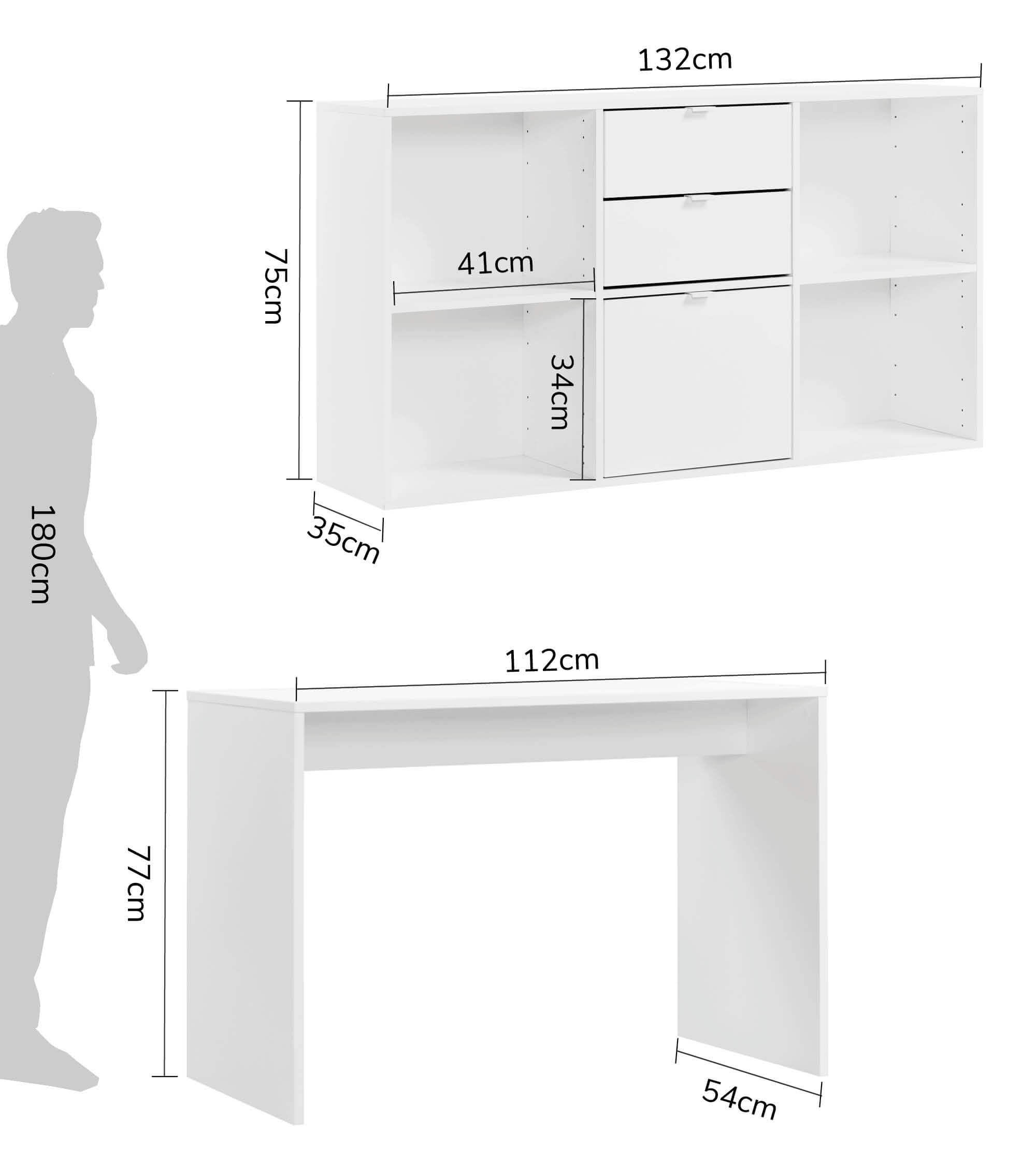 Thumbnail - Mokebo Schreibtisch, Weiß, Holzwerkstoff, 112x77x54 cm, Arbeitszimmer, Schreibtische, Bürotische