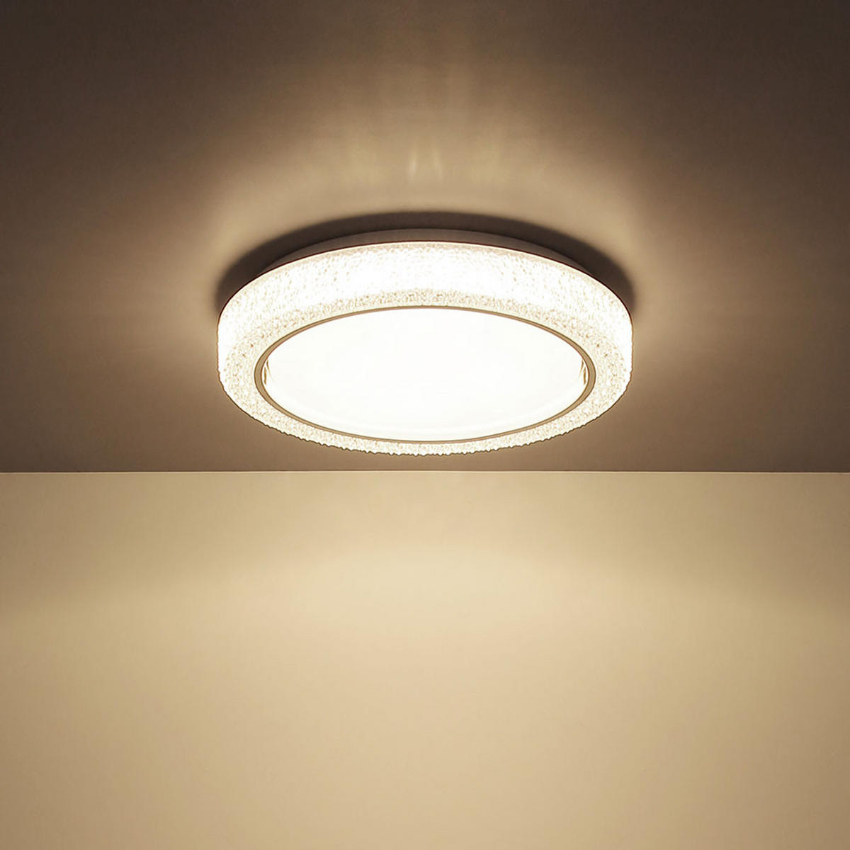 LED DECKENLEUCHTE Metall Silber Kristalloptik - Silberfarben, Metall (40/40/8cm) - Globo Lighting