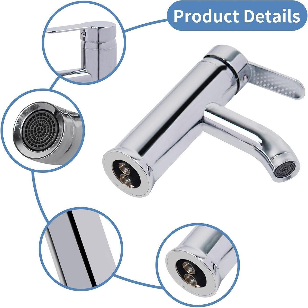 WASCHTISCHARMATUR EDELSTAHL 304 SILBER MIT FLEXIBELSCHLAUCH - Silberfarben, Metall (16/7/7cm) - Authentics