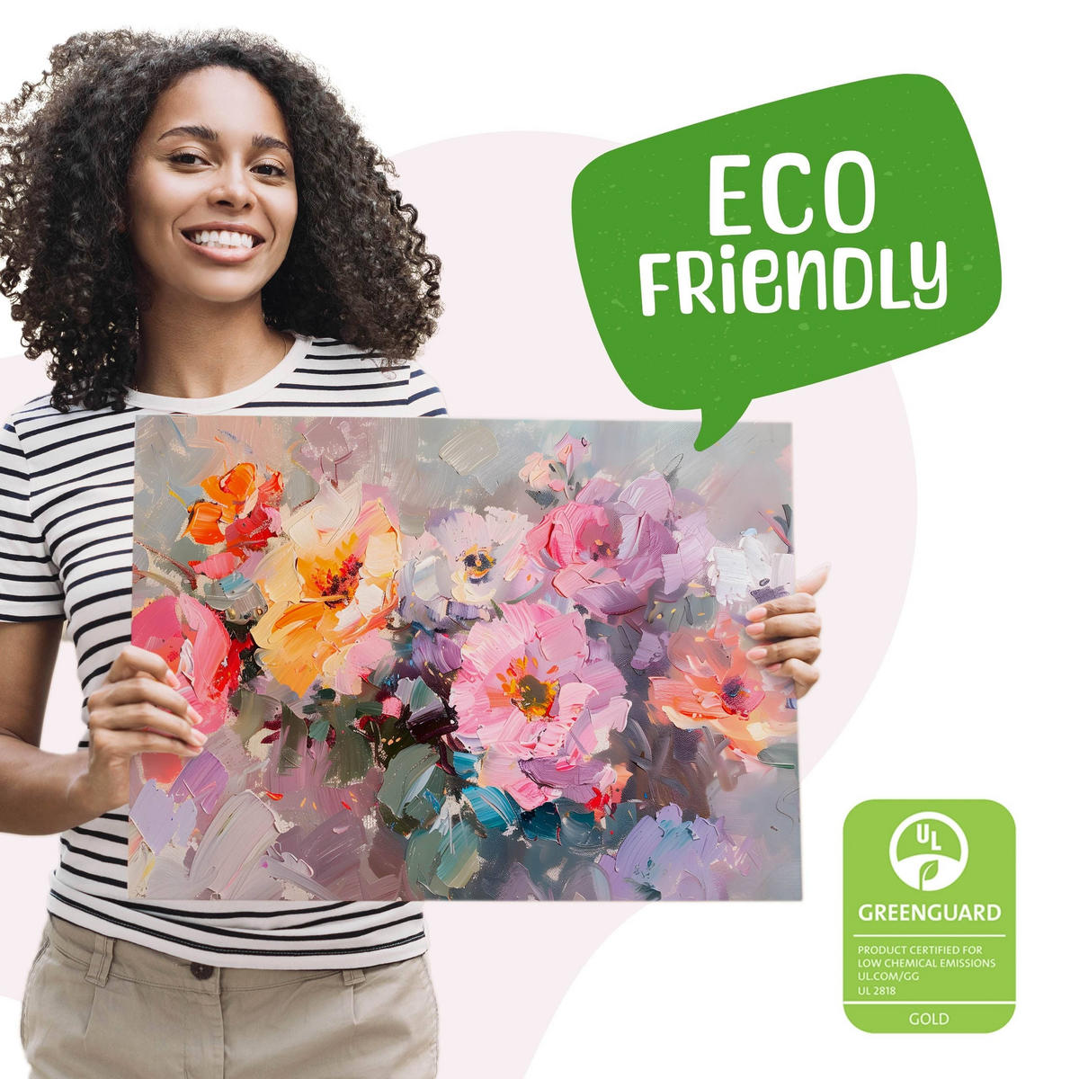 LEINWANDBILD für Wohnzimmer bunte Blumen Malarei 120cm x 80cm - Blau/Beige, Textil (120/80cm) - Muralo