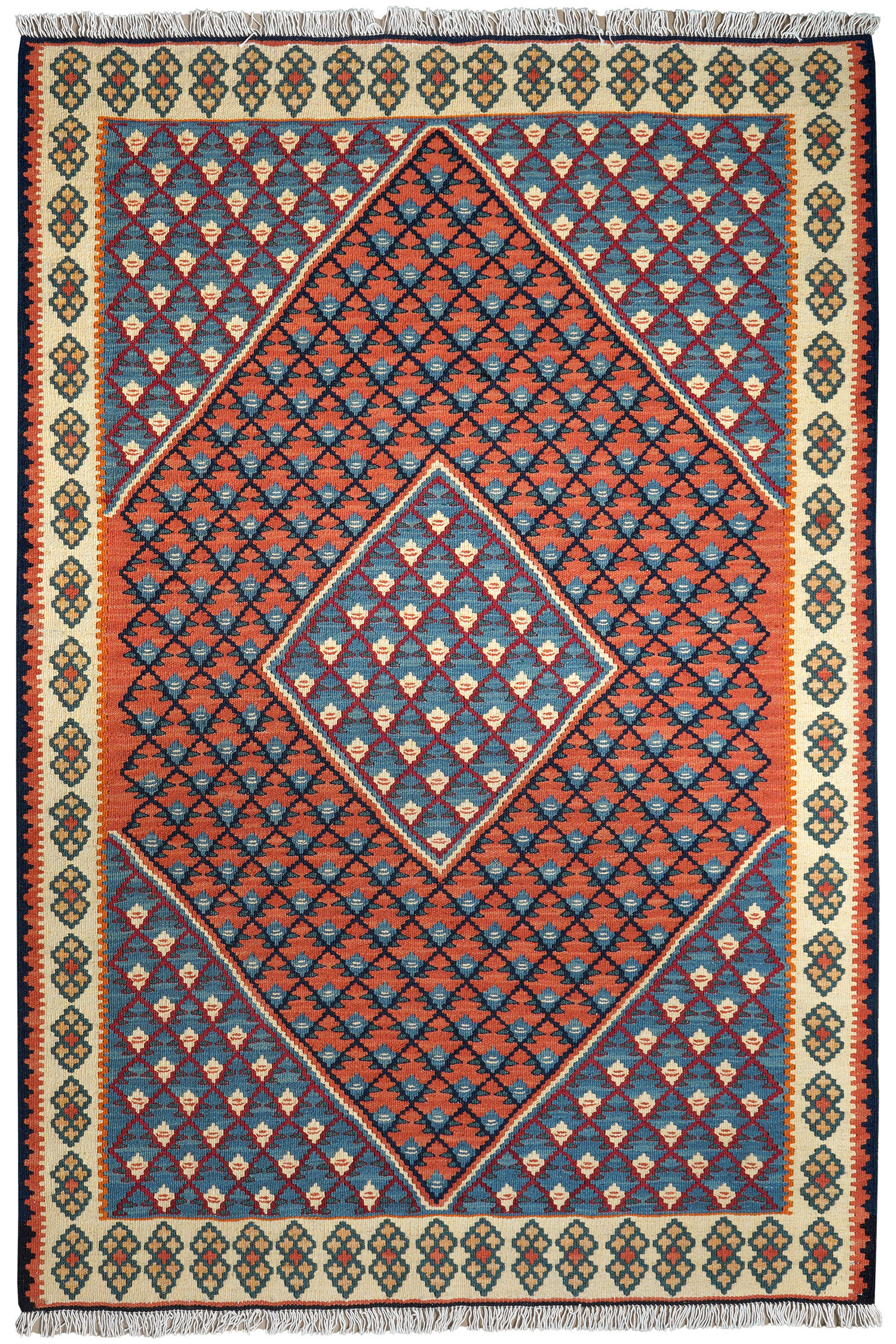 HANDWEBTEPPICH Kelim Senneh Rot 157/107 cm Schurwolle - Rot, Textil (107/157cm) - Looma