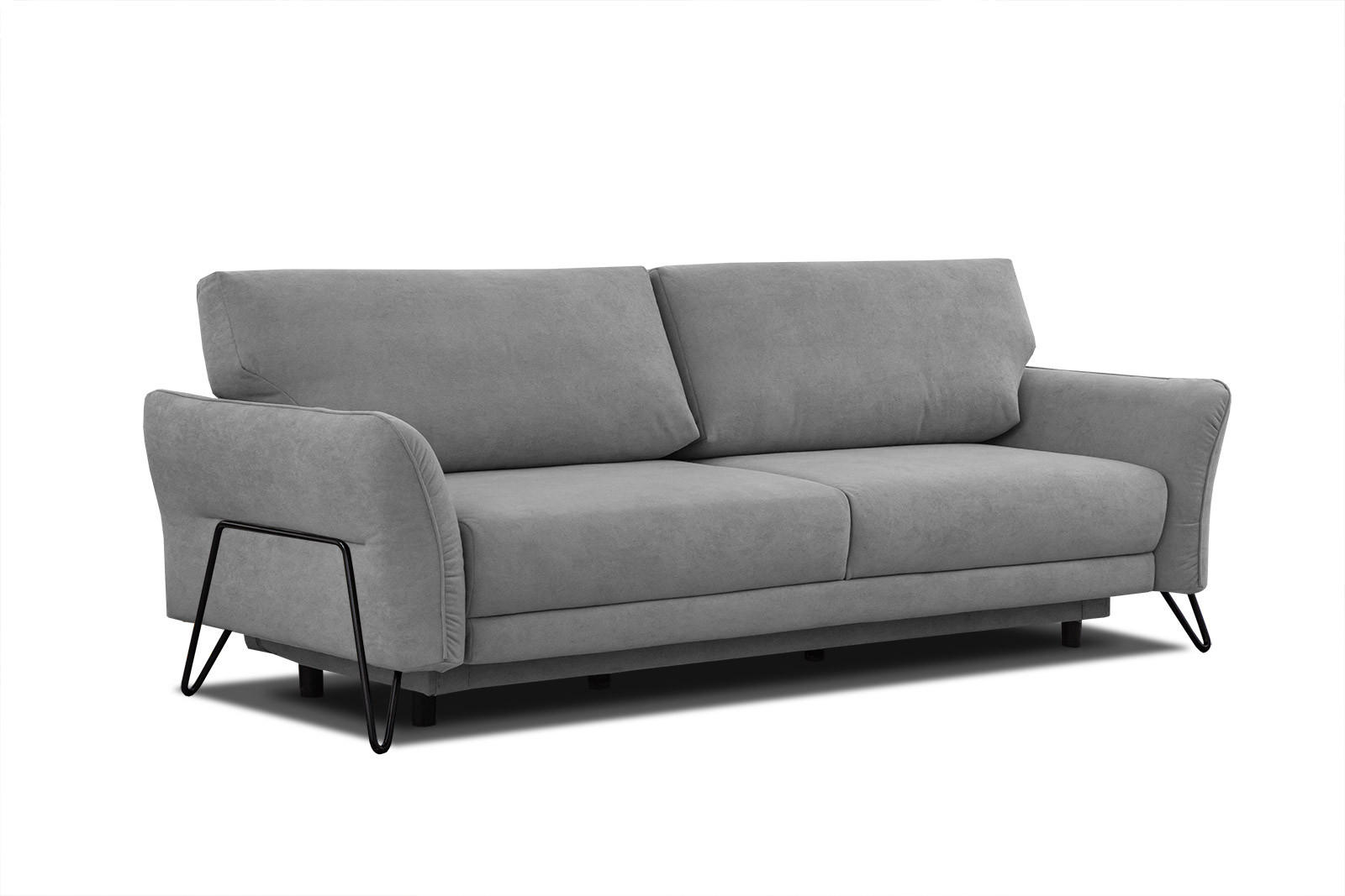 SOFA LOREM 3-Sitzer mit Schlaffunktion, grau - Schwarz/Grau, Holz/Textil (232/90/107cm) - Courtois Laville
