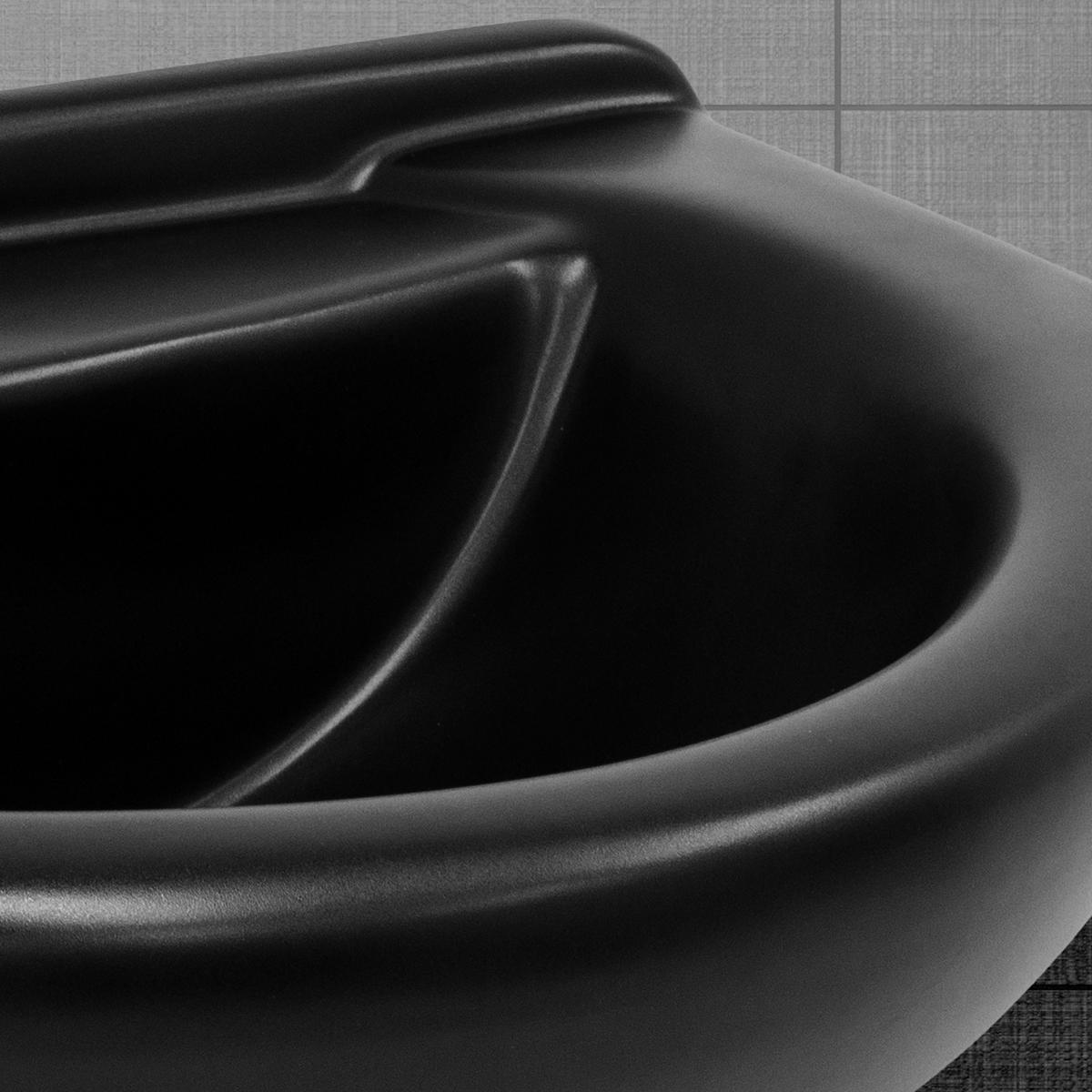 WASCHBECKEN - Schwarz, Keramik (50.5/22.5/87cm) - ML-DESIGN