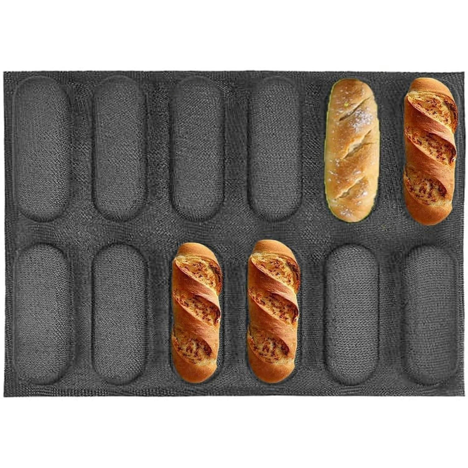 BACKFORM für 12 Brötchen mit Antihaftbeschichtung 40 x 30 cm - Schwarz, Kunststoff (30.2/2.5/40.2cm)
