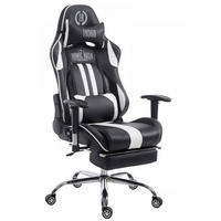 CHEFSESSEL Lederlook schwarz/weiß - Schwarz/Weiß, Textil/Metall (70/125/58cm) - CLP