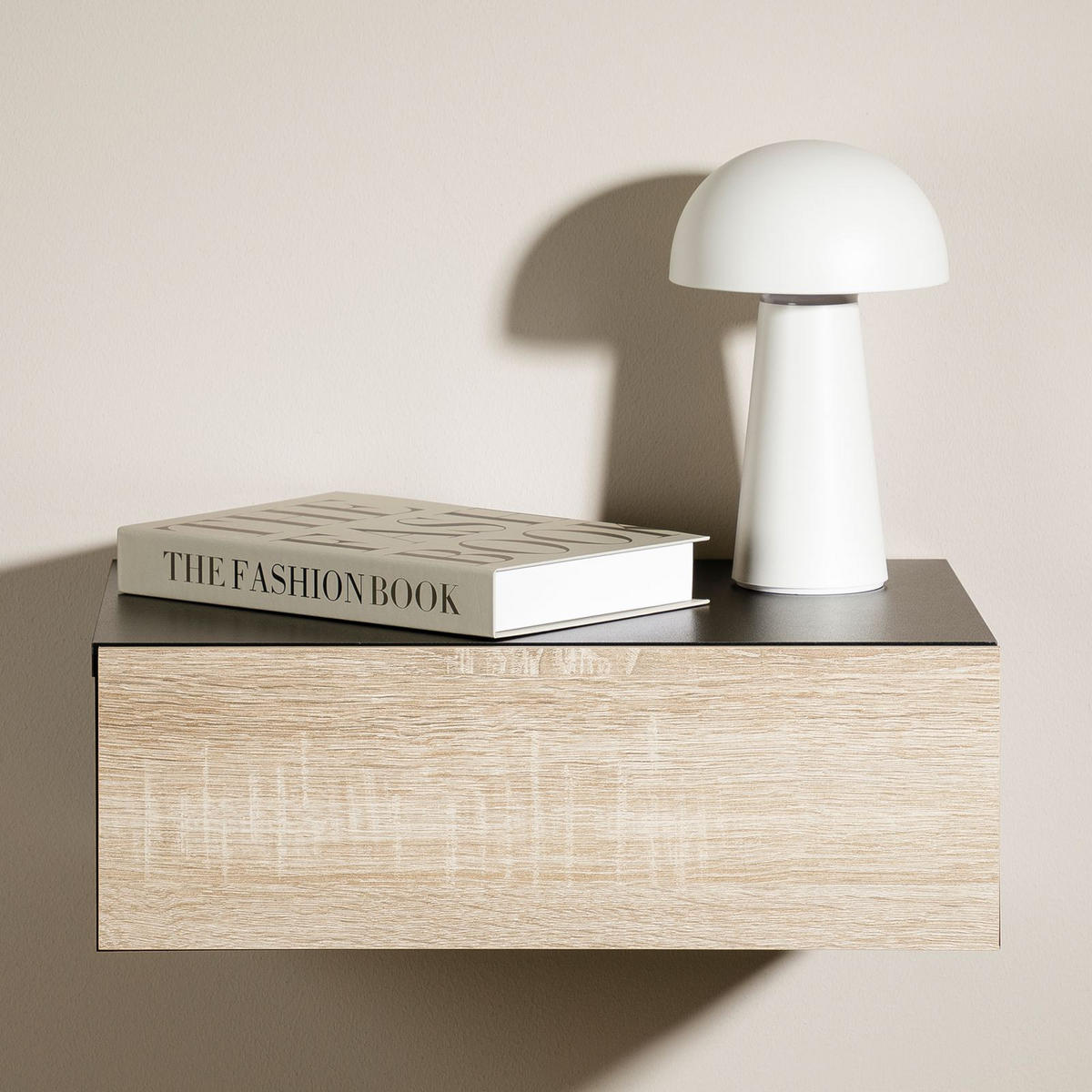 HÄNGENDER NACHTTISCH ANNE - Schwarz/Sonoma Eiche, Holzwerkstoff (42/14/30cm) - CARO-Möbel