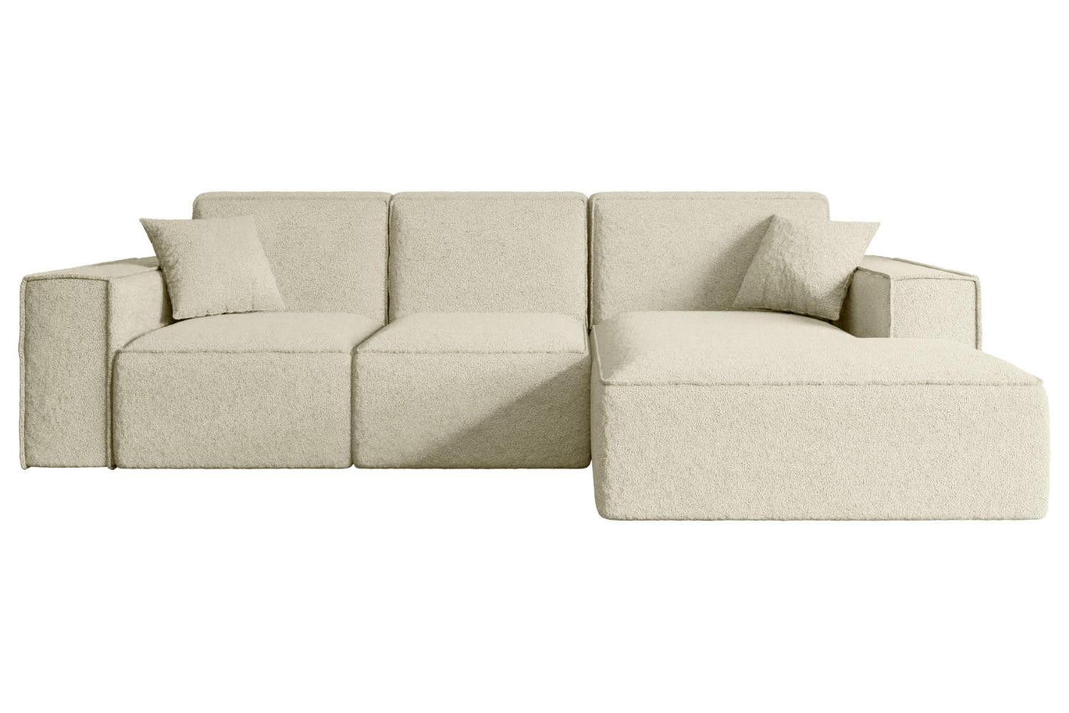 ECKSOFA Ottomane Rechts SERRA-L - 266x165x73 cm Beige Bouclé - Beige/Schwarz, Holzwerkstoff/Kunststoff (266/165cm) - ALTDECOR