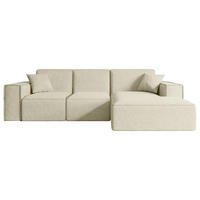 ECKSOFA Ottomane Rechts SERRA-L - 266x165x73 cm Beige Bouclé - Beige/Schwarz, Holzwerkstoff/Kunststoff (266/165cm) - ALTDECOR