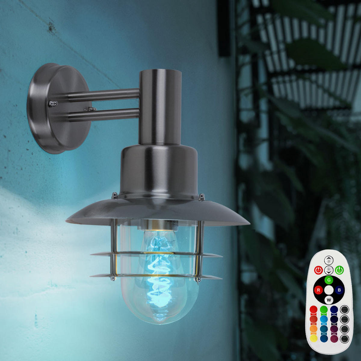 LED AUSSEN-WANDLEUCHTE Edelstahl Silber - Silberfarben, Metall (22/32.5/26cm)
