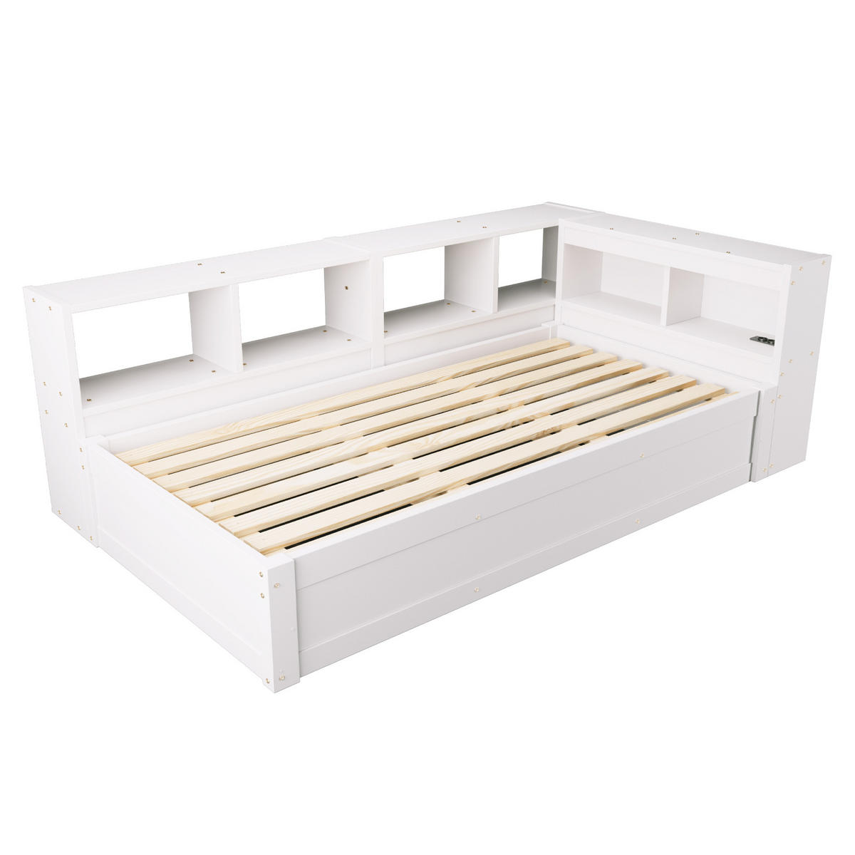 STAURAUMBETT 90/200 cm DE-32619 mit LED und Stauraum Weiß - Weiß, Holzwerkstoff (90/200cm) - ComfortXL