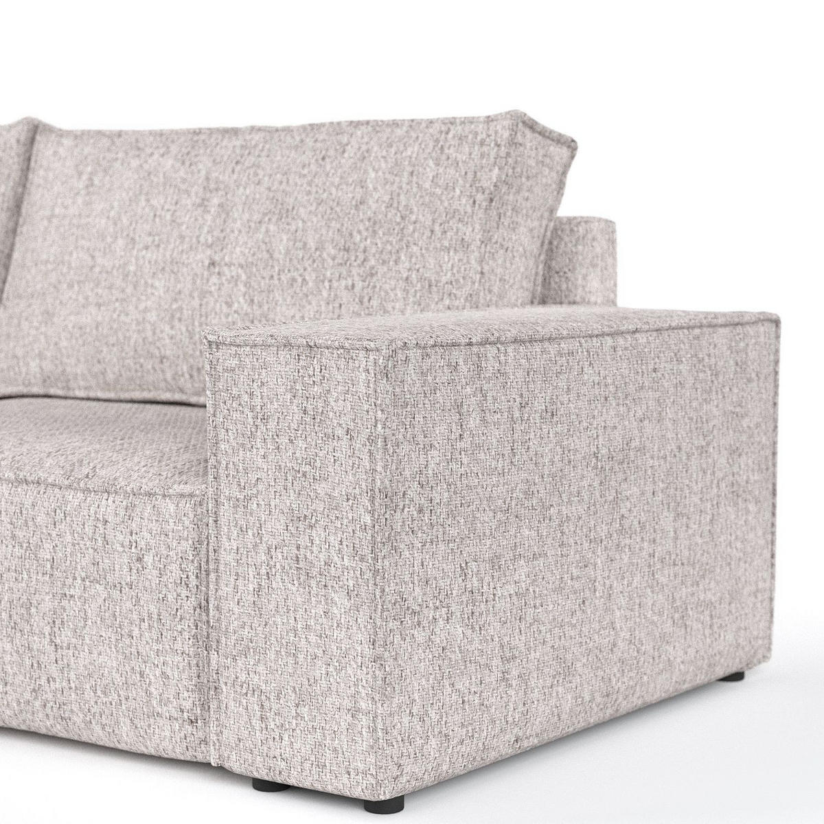 ECKSOFA CAVO mit Schlaffunktion Beige im Neve Stoff - Beige/Schwarz, Holz/Holzwerkstoff (255/148cm) - AltaBeds