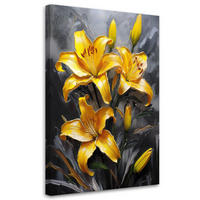WANDBILD gelb bemalte blumenlilien - Gelb, Textil (40/60cm) - Feeby