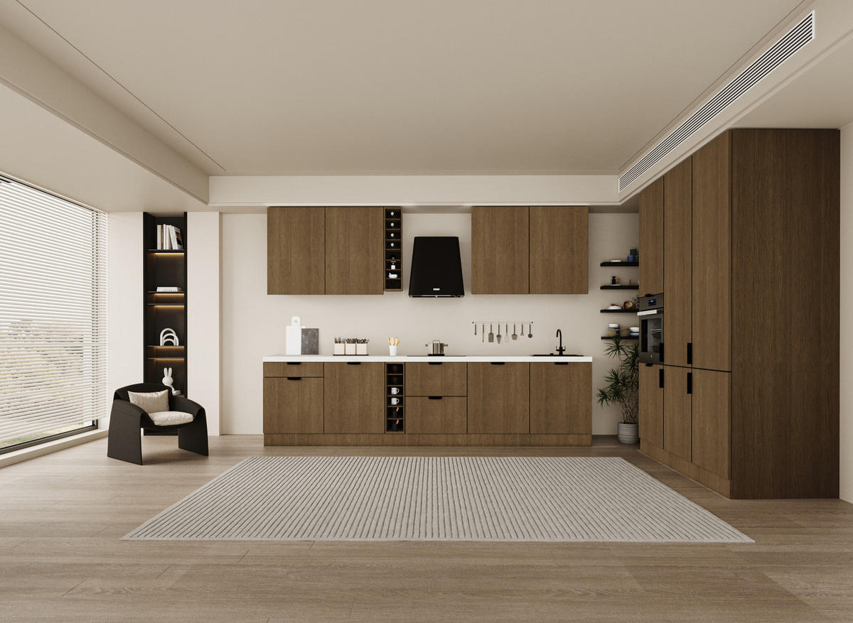 KÜCHENZEILE 315 x 180 cm - Sorento KS14-M315 - in Dunkle Eiche - Eichefarben, Holz (495/247/58cm)