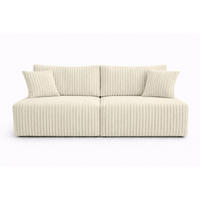 SOFA Mit Schlaffunktion Und Bettkasten, Cordstoff Tilia, Ecru, BEST MINI - Ecru, Holz (200/83/98cm) - Kaiser Möbel