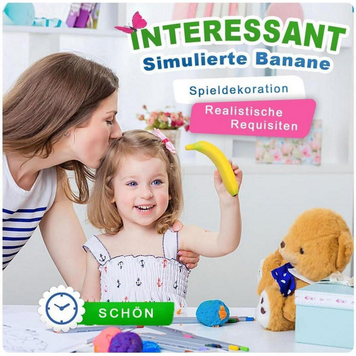 KÜNSTLICHE Bananen 10 Stück Set - Gelb, Kunststoff (3cm)