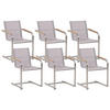 GARTENSTUHL 6er-Set Edelstahl beige Cosoleto - Beige, Metall (56/85/55cm) - Beliani